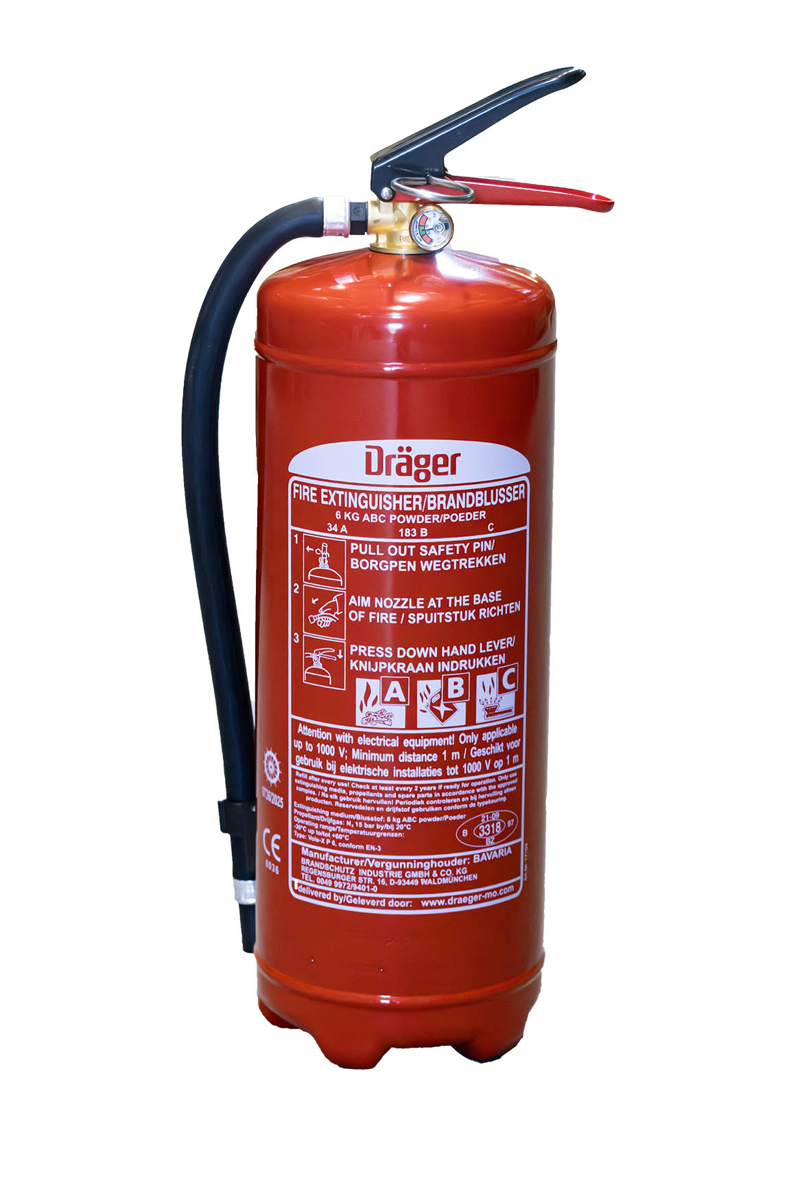 SG00103 Dräger Poeder Brandblustoestel 6 kg ABC (constante druk) Het Dräger poeder brandblustoestel is een brandblustoestel die voor vele toepassingen ingezet kan worden. Het poederblustoestel is met name geschikt voor brandbare vloeistoffen en branden met gassen zoals methaan, propaan, waterstof, aardgas en vele anderen. Deze brandblustoestellen zijn aanbevolen omdat ze type A, type B en type C branden kunnen bestrijden.