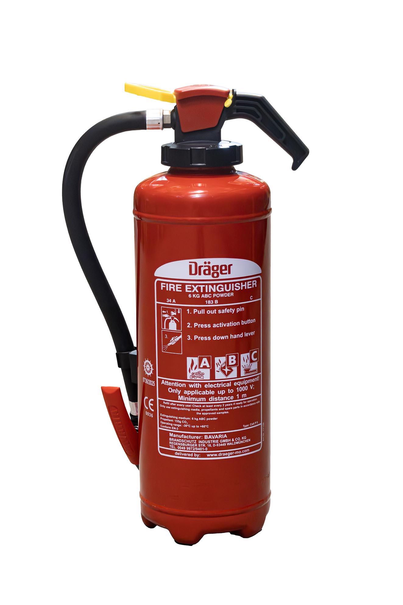 SG00172 Dräger Poeder Brandblustoestel 6 kg ABC (inslag) Het Dräger poeder brandblustoestel is een brandblustoestel die voor vele toepassingen ingezet kan worden. Het poederblustoestel is met name geschikt voor brandbare vloeistoffen en brandbare gassen zoals methaan, propaan, waterstof, aardgas en vele anderen. Deze brandblustoestellen zijn aanbevolen omdat ze type A, type B en type C branden kunnen bestrijden.